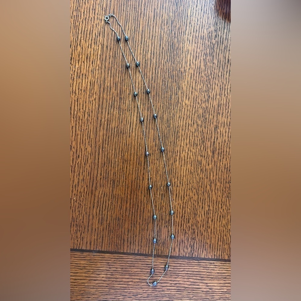 17.5 in black pearl silver necklace